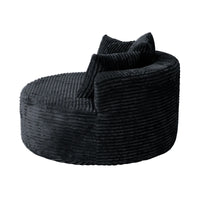 Sofás Essential Round Boneless | Sofá individual de una plaza, de tela afelpada, color negro