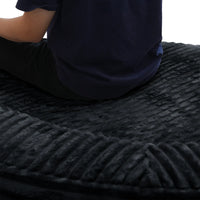 Sofás Essential Round Boneless | Sofá individual de una plaza, de tela afelpada, color negro