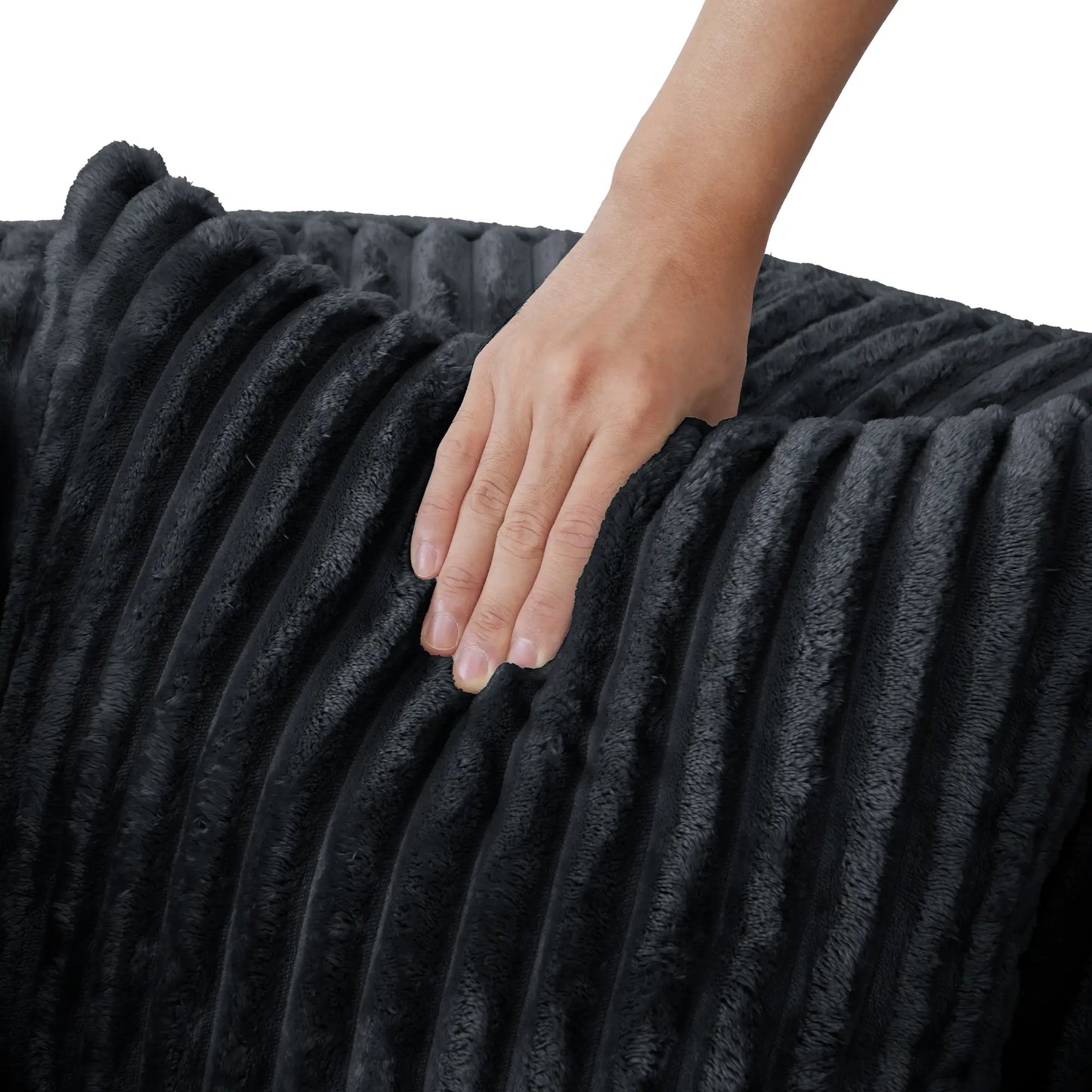 Sofás Essential Round Boneless | Sofá individual de una plaza, de tela afelpada, color negro