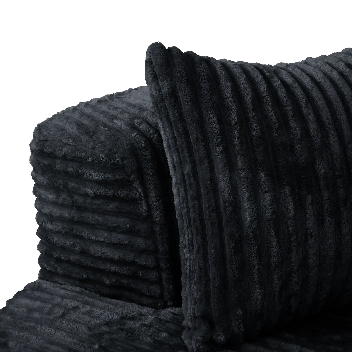 Sofás Essential Round Boneless | Sofá individual de una plaza, de tela afelpada, color negro