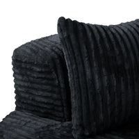 Sofás Essential Round Boneless | Sofá individual de una plaza, de tela afelpada, color negro