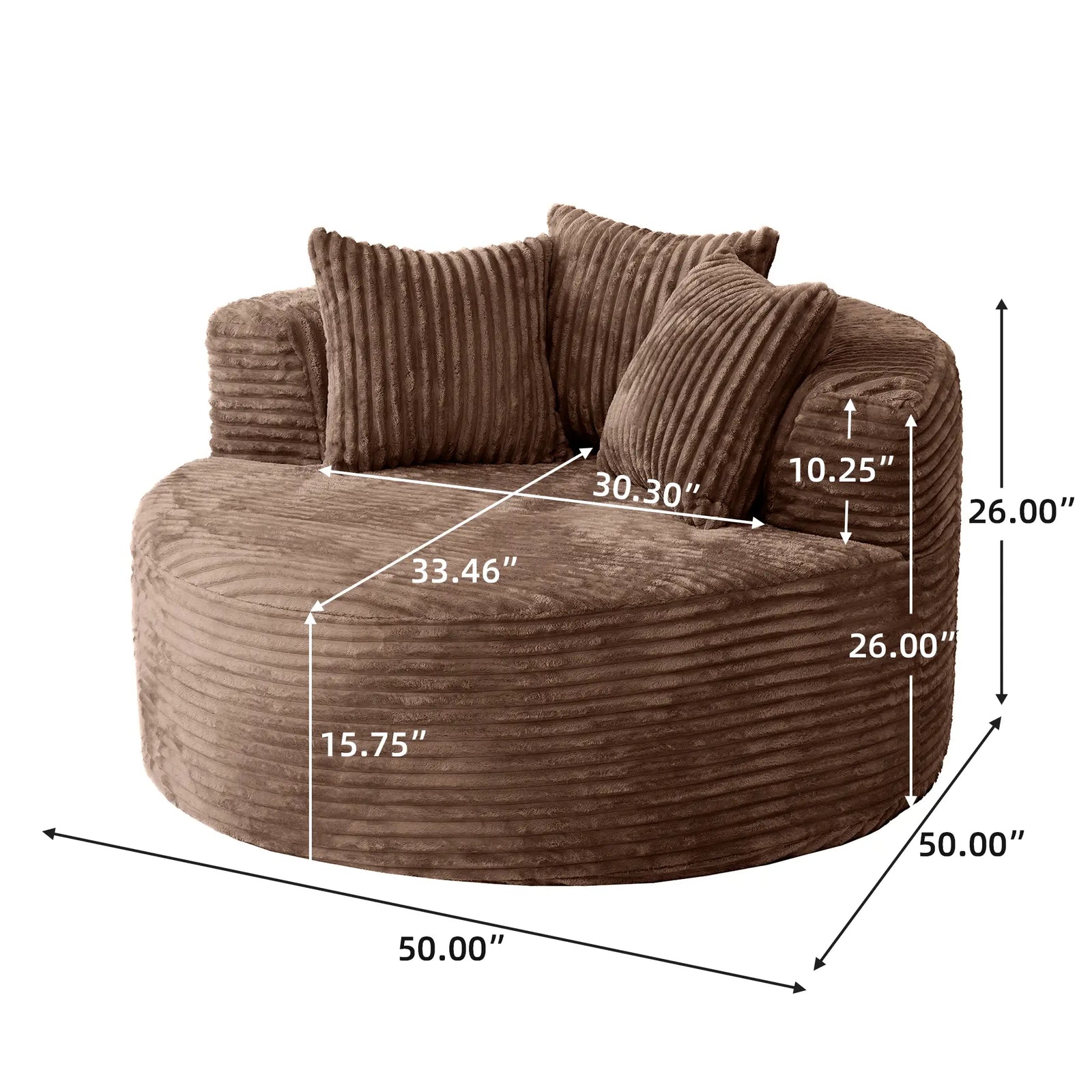 Essential 1-Seater brown Corduroy Single Sofa | 1-Piece, Corduroy Fabric, Compact Design
