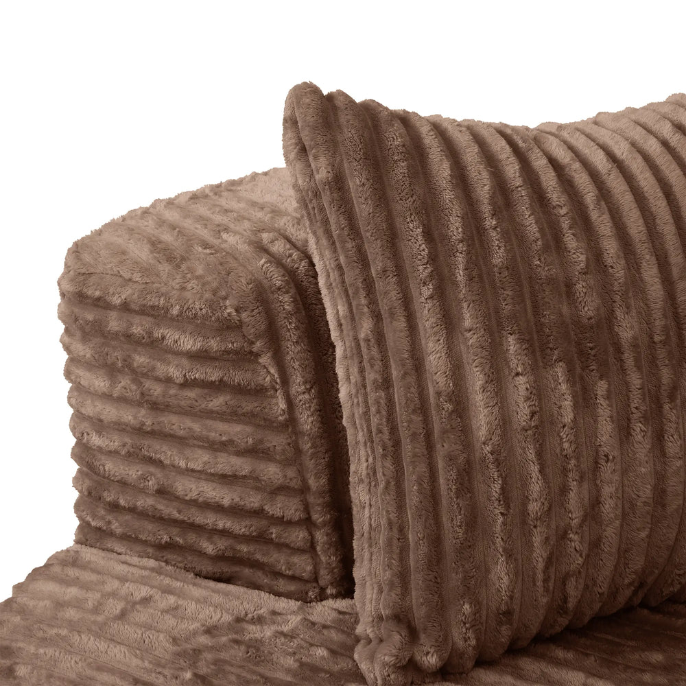 Sofás Essential Round Boneless | Sofá individual de una plaza en tela afelpada marrón