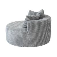 Sofás Essential Round Boneless | Sofá individual de una plaza, de tela afelpada, color gris claro