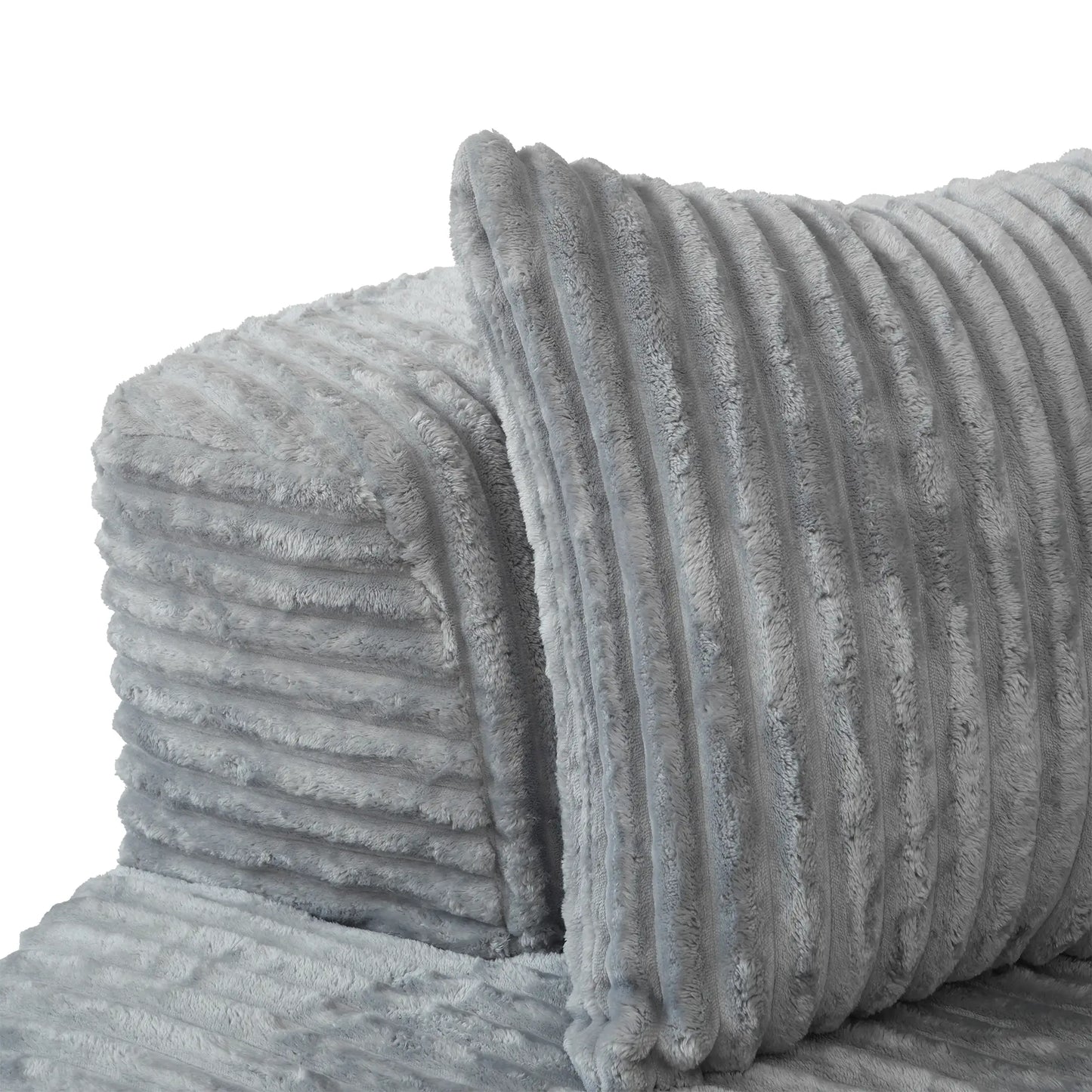 Sofás Essential Round Boneless | Sofá individual de una plaza, de tela afelpada, color gris claro