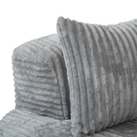 Sofás Essential Round Boneless | Sofá individual de una plaza, de tela afelpada, color gris claro