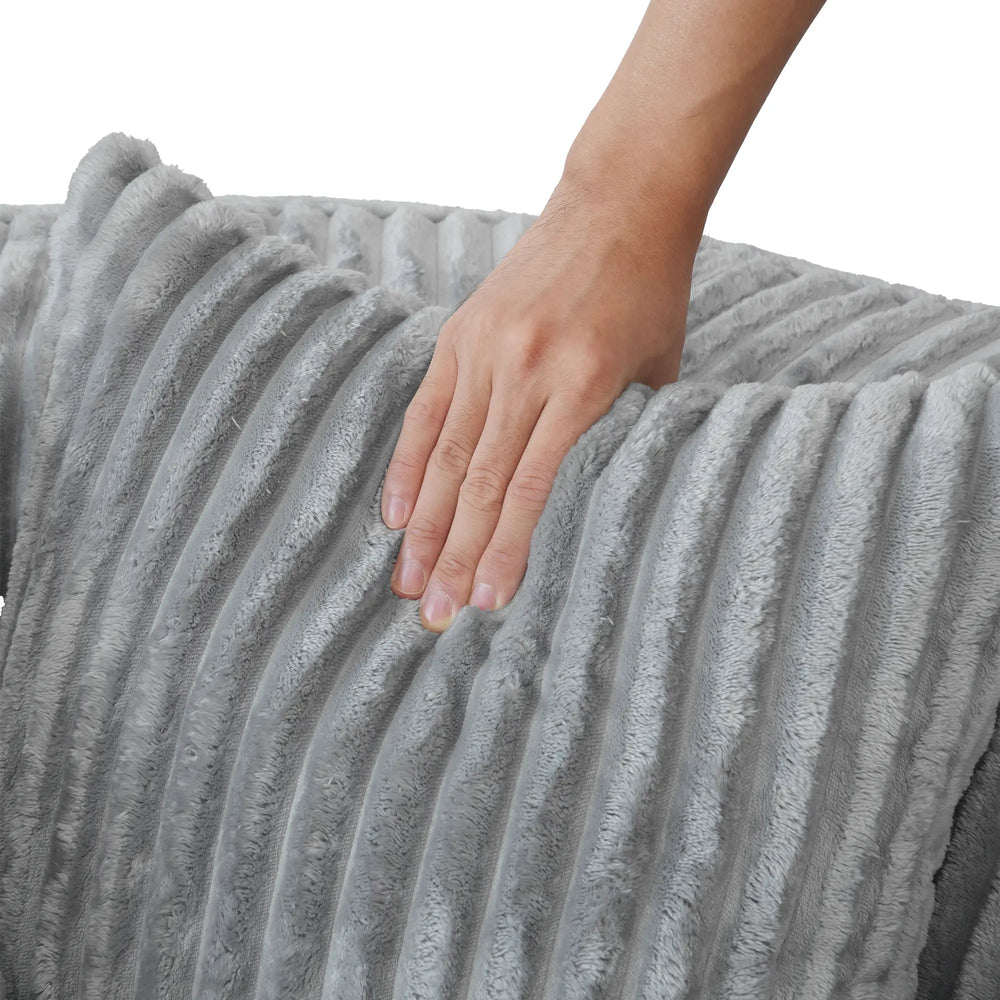 Sofás Essential Round Boneless | Sofá individual de una plaza, de tela afelpada, color gris claro