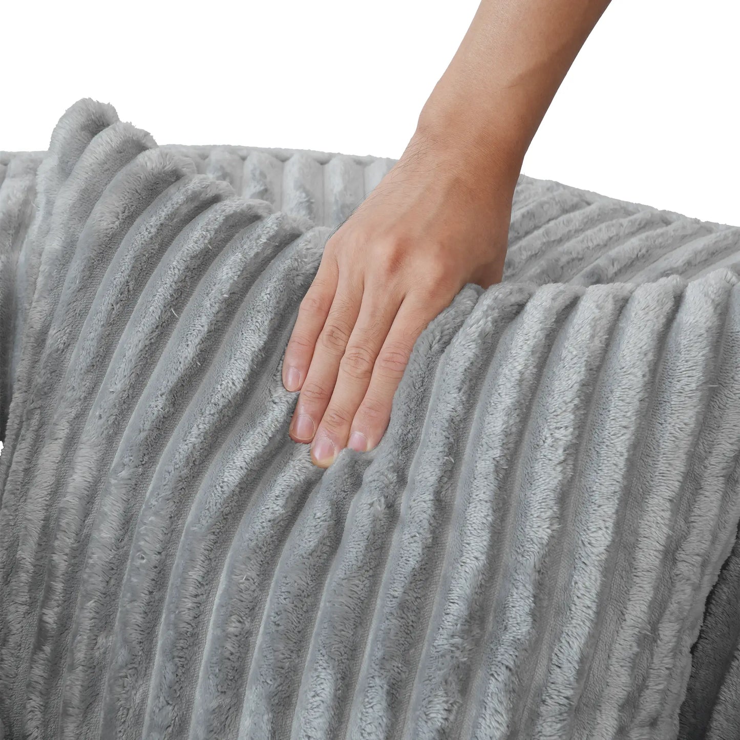 Sofás Essential Round Boneless | Sofá individual de una plaza, de tela afelpada, color gris claro