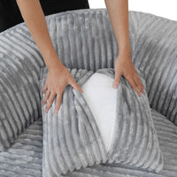 Sofás Essential Round Boneless | Sofá individual de una plaza, de tela afelpada, color gris claro