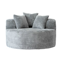 Sofás Essential Round Boneless | Sofá individual de una plaza, de tela afelpada, color gris claro