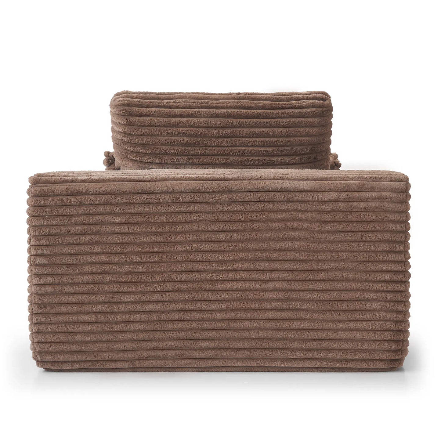 Essential Chaise Boneless Sofas | 1-Piece Corduroy Brown Single Sofa 1-Seater
