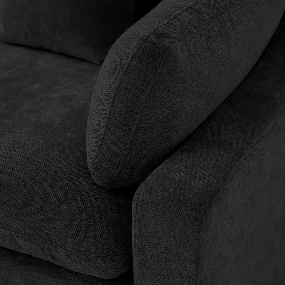 Sofá modular modular Deluxe Cloud de 3 plazas, color negro, lavable, en forma de U | Juego de 5 piezas (incluye 2 otomanas), tejido de chenilla y lino, diseño modular.