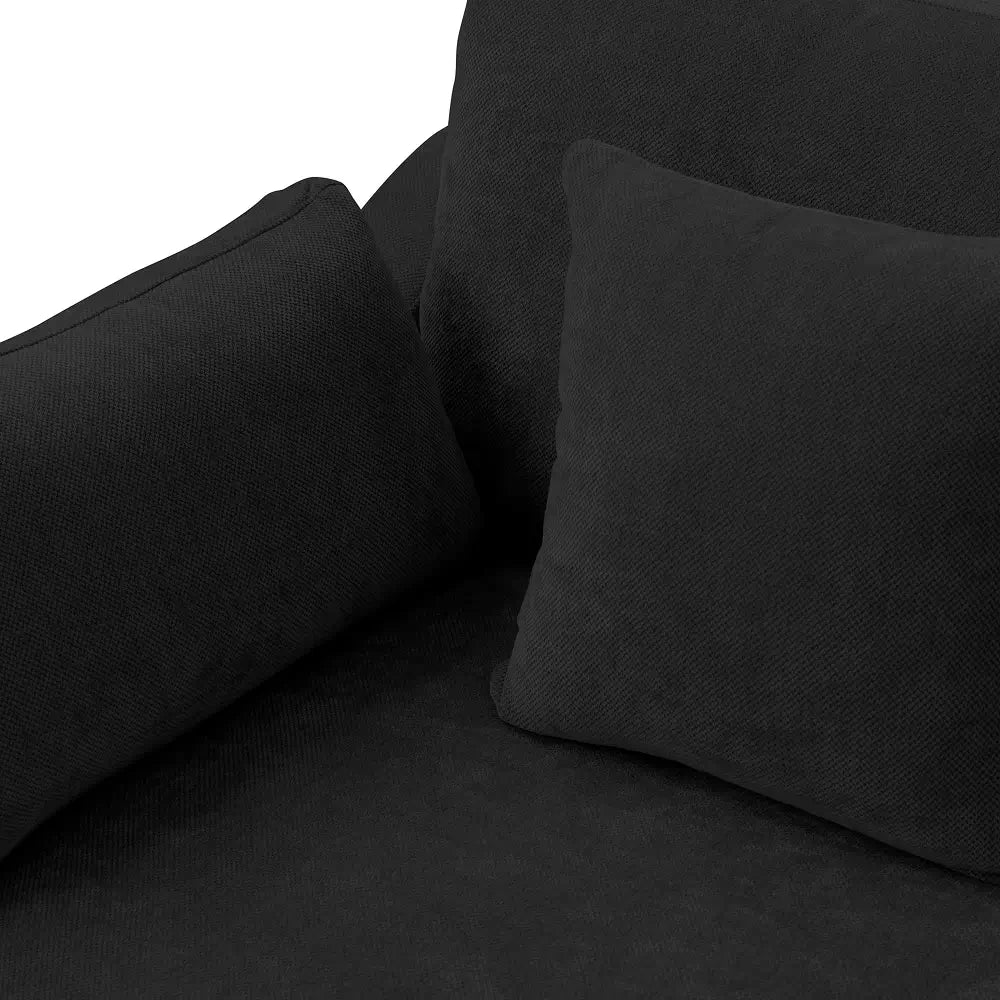 Sofá modular modular Deluxe Cloud de 3 plazas, color negro, lavable, en forma de U | Juego de 5 piezas (incluye 2 otomanas), tejido de chenilla y lino, diseño modular.