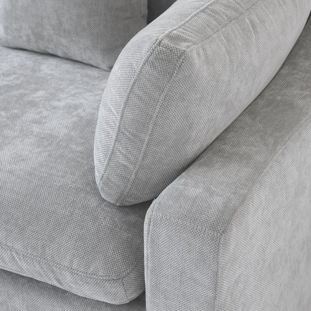 Sofá modular modular Deluxe Cloud de 3 plazas, color gris claro, lavable, en forma de U | 5 piezas (incluye 2 otomanas), tejido de chenilla y lino, diseño modular