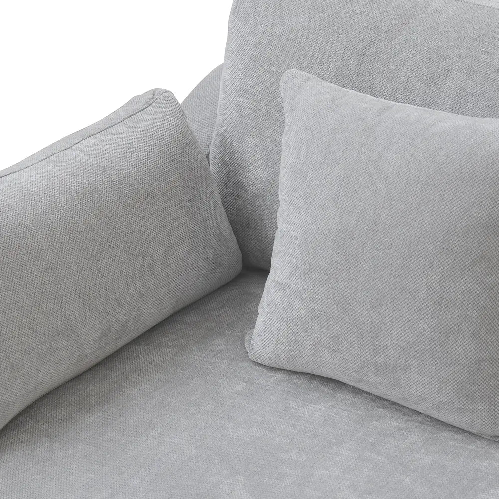 Sofá modular modular Deluxe Cloud de 3 plazas, color gris claro, lavable, en forma de U | 5 piezas (incluye 2 otomanas), tejido de chenilla y lino, diseño modular