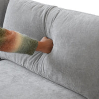 Deluxe Slope Cloud Sectional Sofas | Linen Light Grey Pit Sectionals 120" Adjustable Backrest Pillows 3-seaters