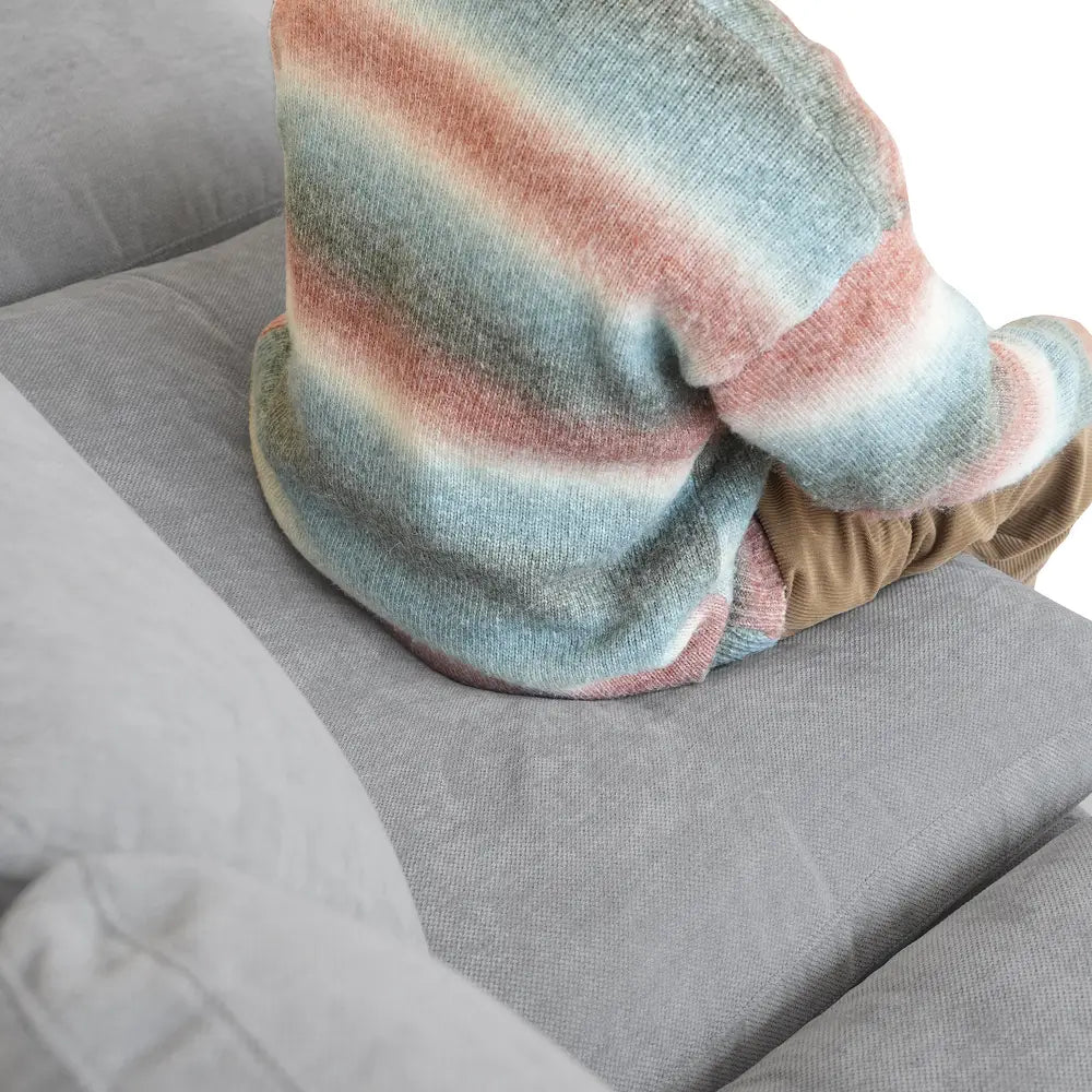 Sofá modular modular Deluxe Cloud de 3 plazas, color gris claro, lavable, en forma de U | 5 piezas (incluye 2 otomanas), tejido de chenilla y lino, diseño modular