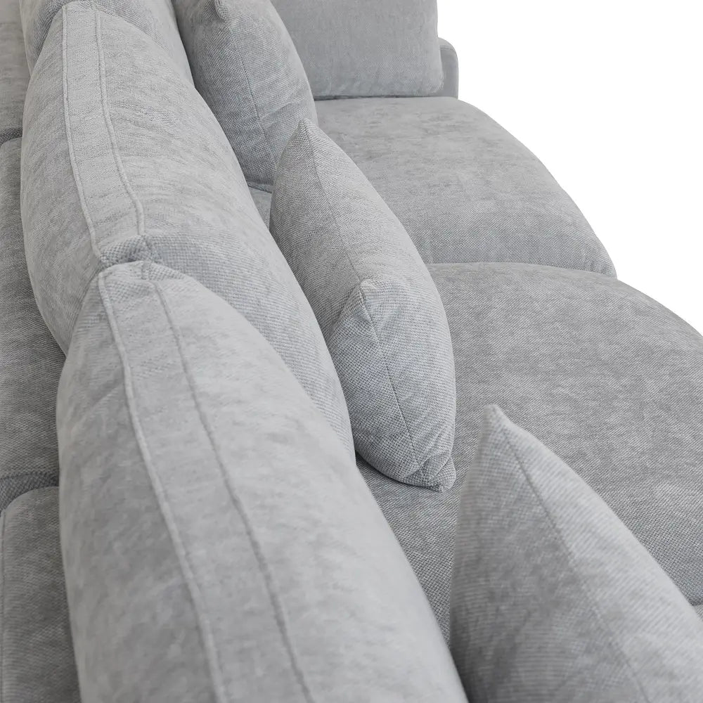 Sofá modular modular Deluxe Cloud de 3 plazas, color gris claro, lavable, en forma de U | 5 piezas (incluye 2 otomanas), tejido de chenilla y lino, diseño modular