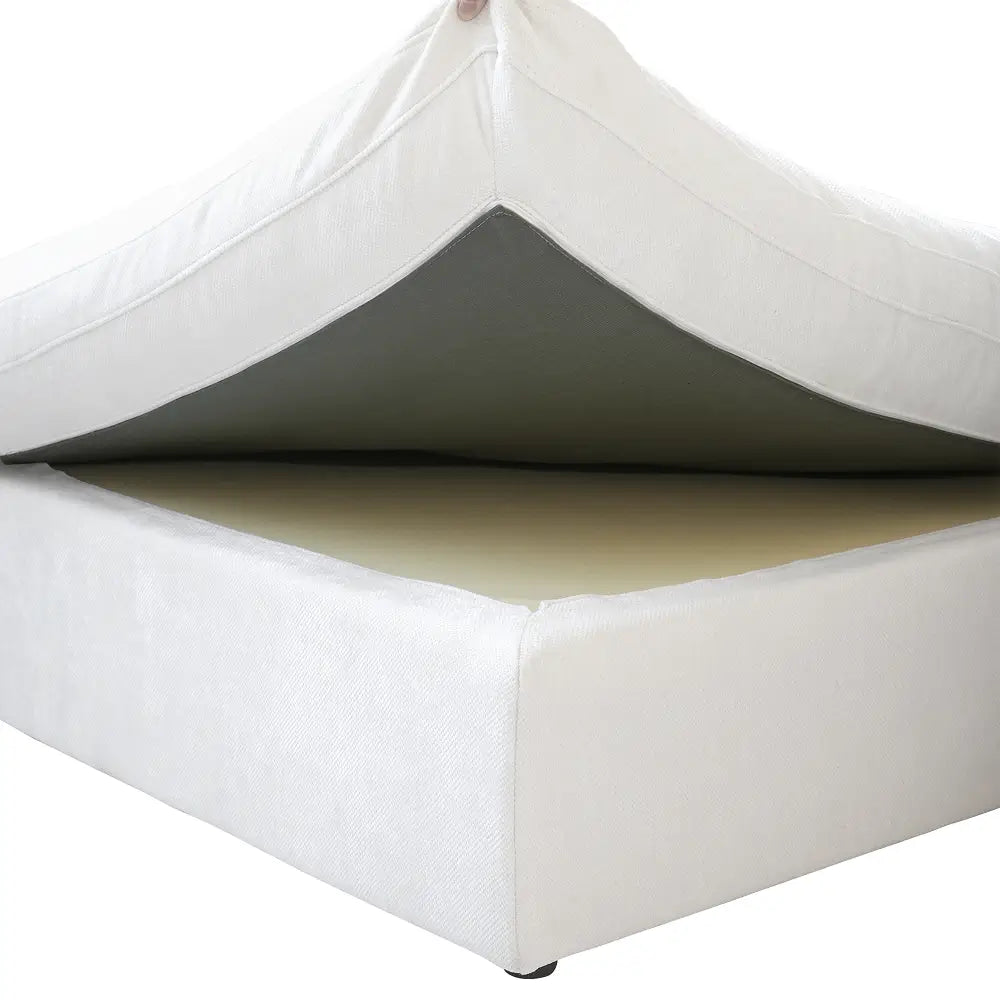 Deluxe Cloud 3-Seater White Washable U-Shaped Sectional | 5-Piece (includes 2 Ottomans), Chenille and Linen Fabric, Modular Design