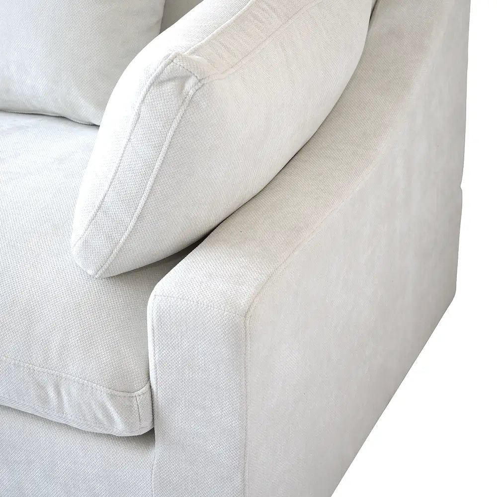 Deluxe Cloud 3-Seater White Washable U-Shaped Sectional | 5-Piece (includes 2 Ottomans), Chenille and Linen Fabric, Modular Design
