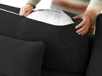 Deluxe Slope Cloud Sectional Sofa Covers | Black Chenille and Linen Sofa Cover for 4-Seater with 2-Ottomans