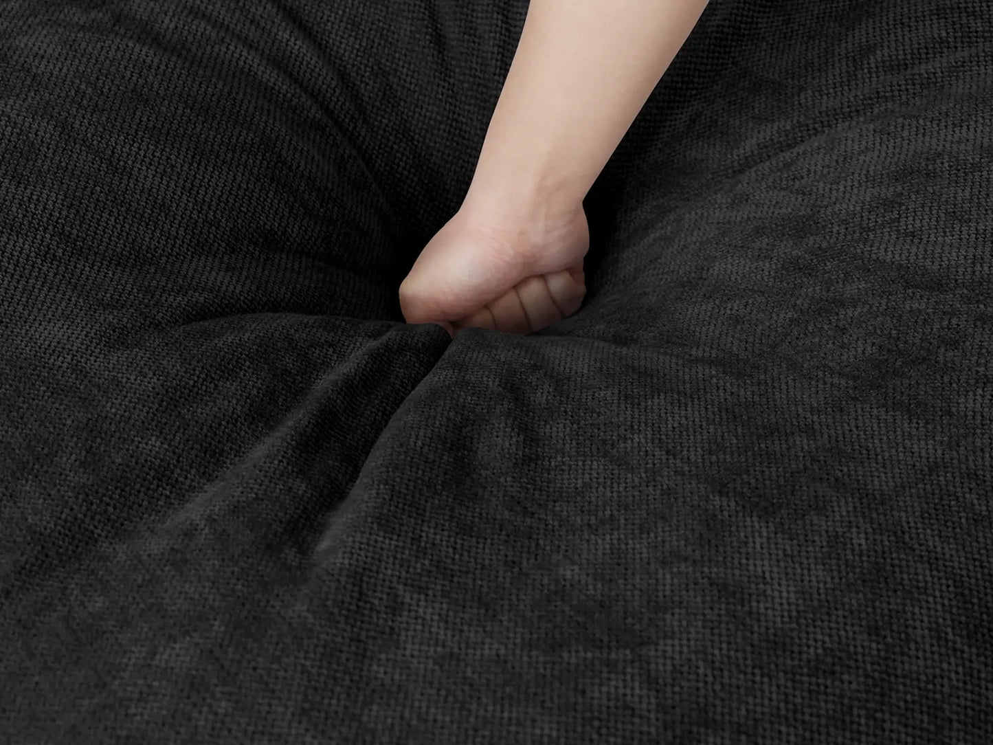 Deluxe Slope Cloud Sectional Sofa Covers | Black Chenille and Linen Sofa Cover for 4-Seater with 2-Ottomans