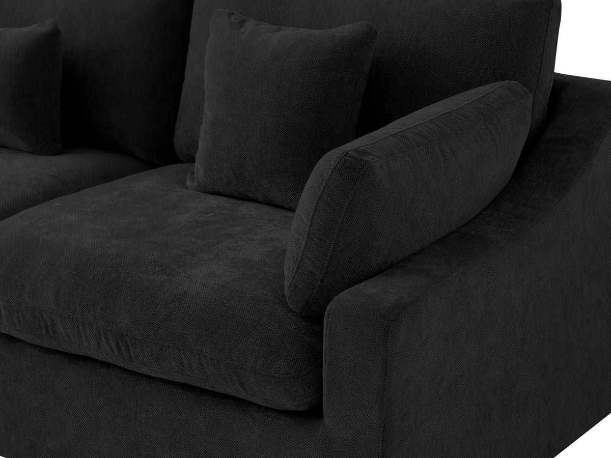 Deluxe Slope Cloud Sectional Sofa Covers | Black Chenille and Linen Sofa Cover for 4-Seater with 2-Ottomans