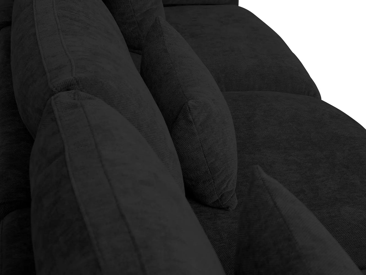 Deluxe Slope Cloud Sectional Sofa Covers | Black Chenille and Linen Sofa Cover for 4-Seater with 2-Ottomans