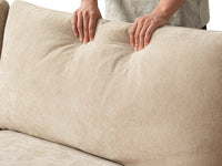 Deluxe Slope Cloud Sectional Sofa Covers | Khaki Chenille and Linen Sofa Cover for 4-Seater with 2-Ottomans