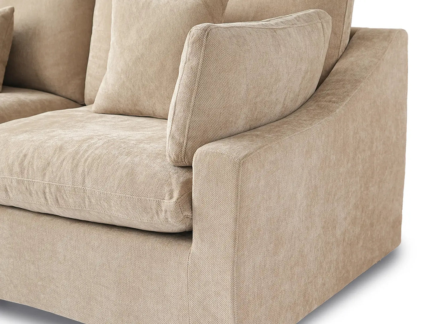 Deluxe Slope Cloud Sectional Sofa Covers | Khaki Chenille and Linen Sofa Cover for 4-Seater with 2-Ottomans