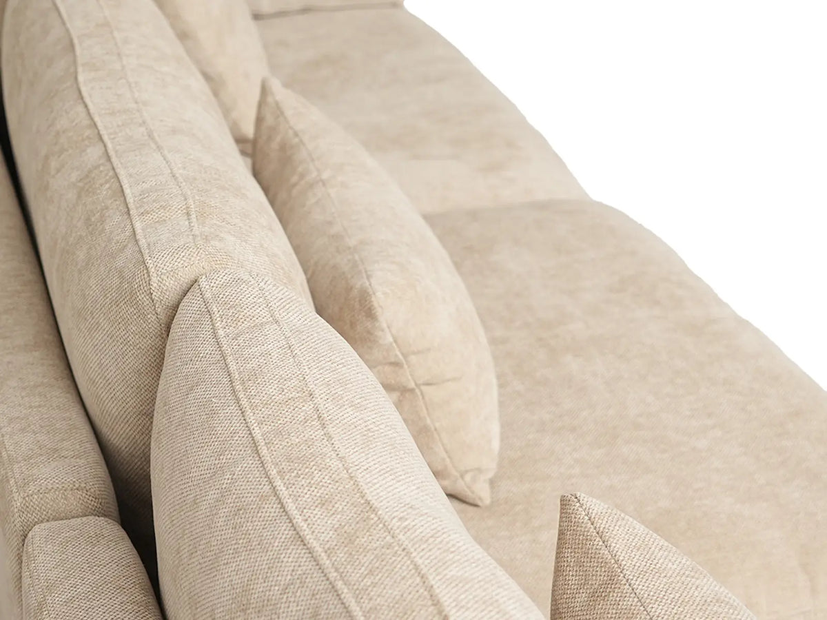 Deluxe Slope Cloud Sectional Sofa Covers | Khaki Chenille and Linen Sofa Cover for 4-Seater with 2-Ottomans