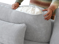 Deluxe Slope Cloud Sectional Sofa Covers | Light Grey Chenille and Linen Sofa Cover for 4-Seater with 2-Ottomans