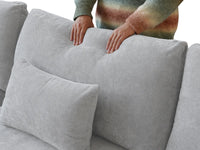 Deluxe Slope Cloud Sectional Sofa Covers | Light Grey Chenille and Linen Sofa Cover for 4-Seater with 2-Ottomans