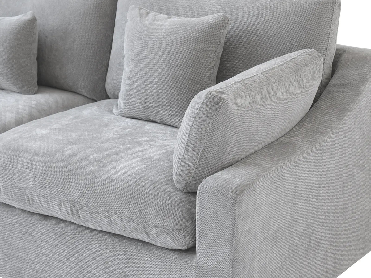 Deluxe Slope Cloud Sectional Sofa Covers | Light Grey Chenille and Linen Sofa Cover for 4-Seater with 2-Ottomans