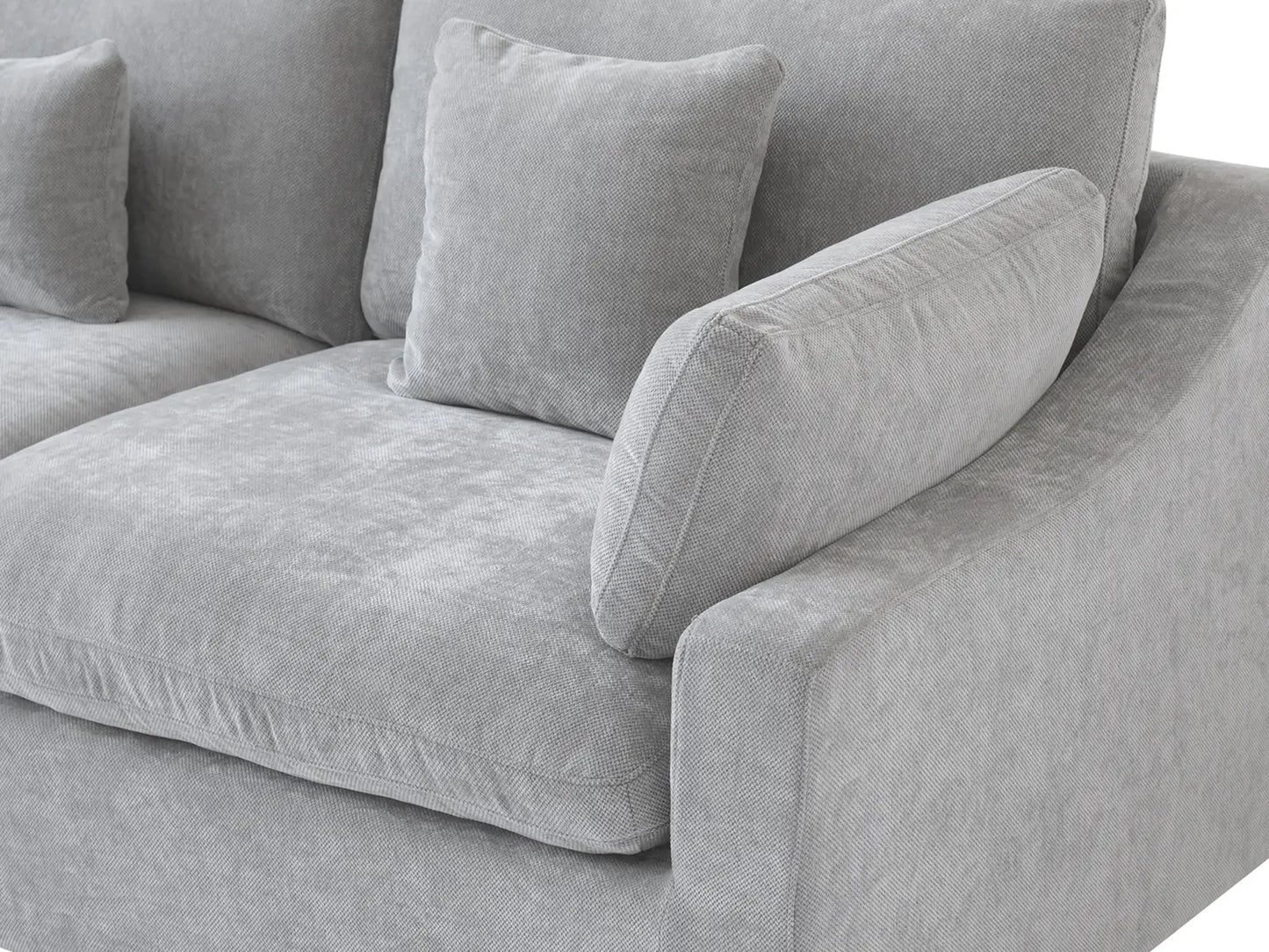 Deluxe Slope Cloud Sectional Sofa Covers | Light Grey Chenille and Linen Sofa Cover for 4-Seater with 2-Ottomans