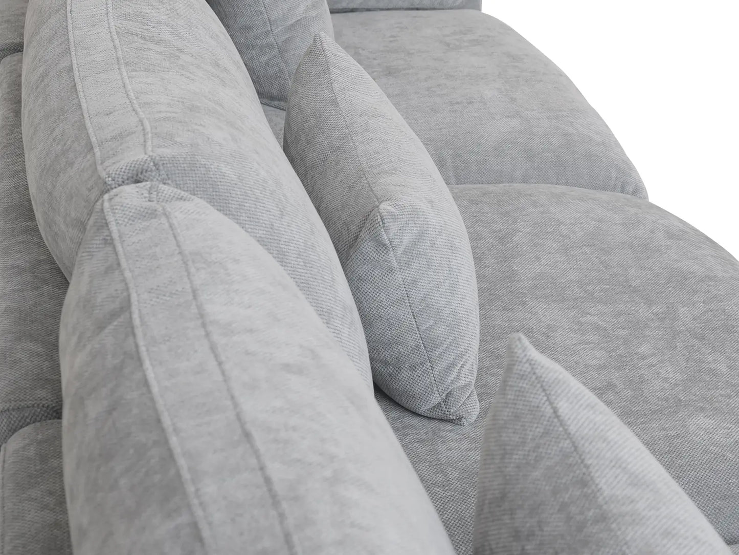 Deluxe Slope Cloud Sectional Sofa Covers | Light Grey Chenille and Linen Sofa Cover for 4-Seater with 2-Ottomans