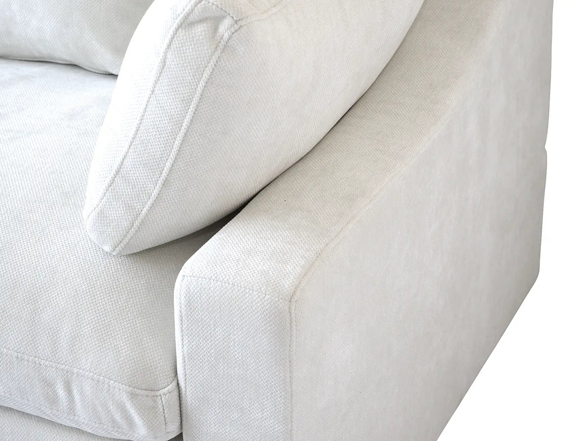 Deluxe Slope Cloud Sectional Sofa Covers | White Chenille and Linen Sofa Cover for 4-Seater with 2-Ottomans