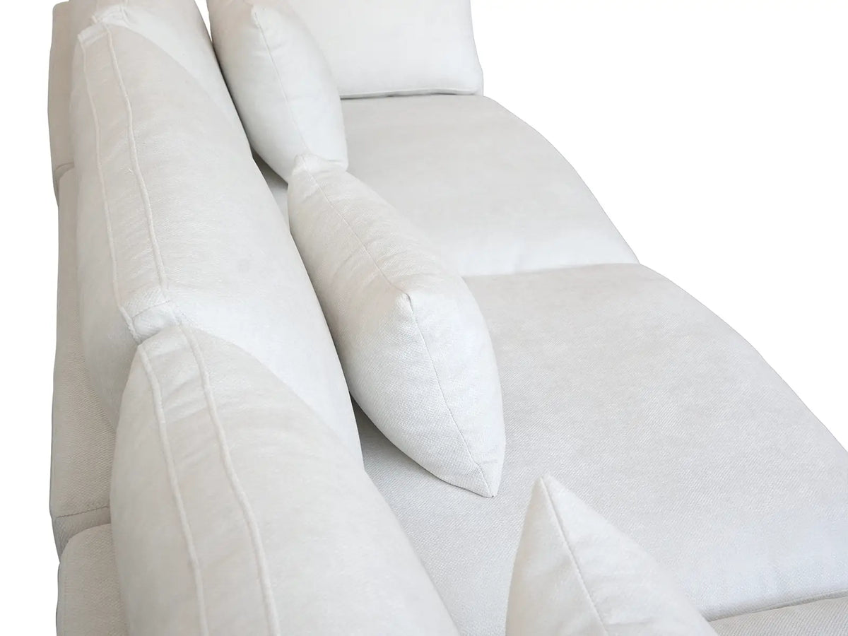 Deluxe Slope Cloud Sectional Sofa Covers | White Chenille and Linen Sofa Cover for 4-Seater with 2-Ottomans