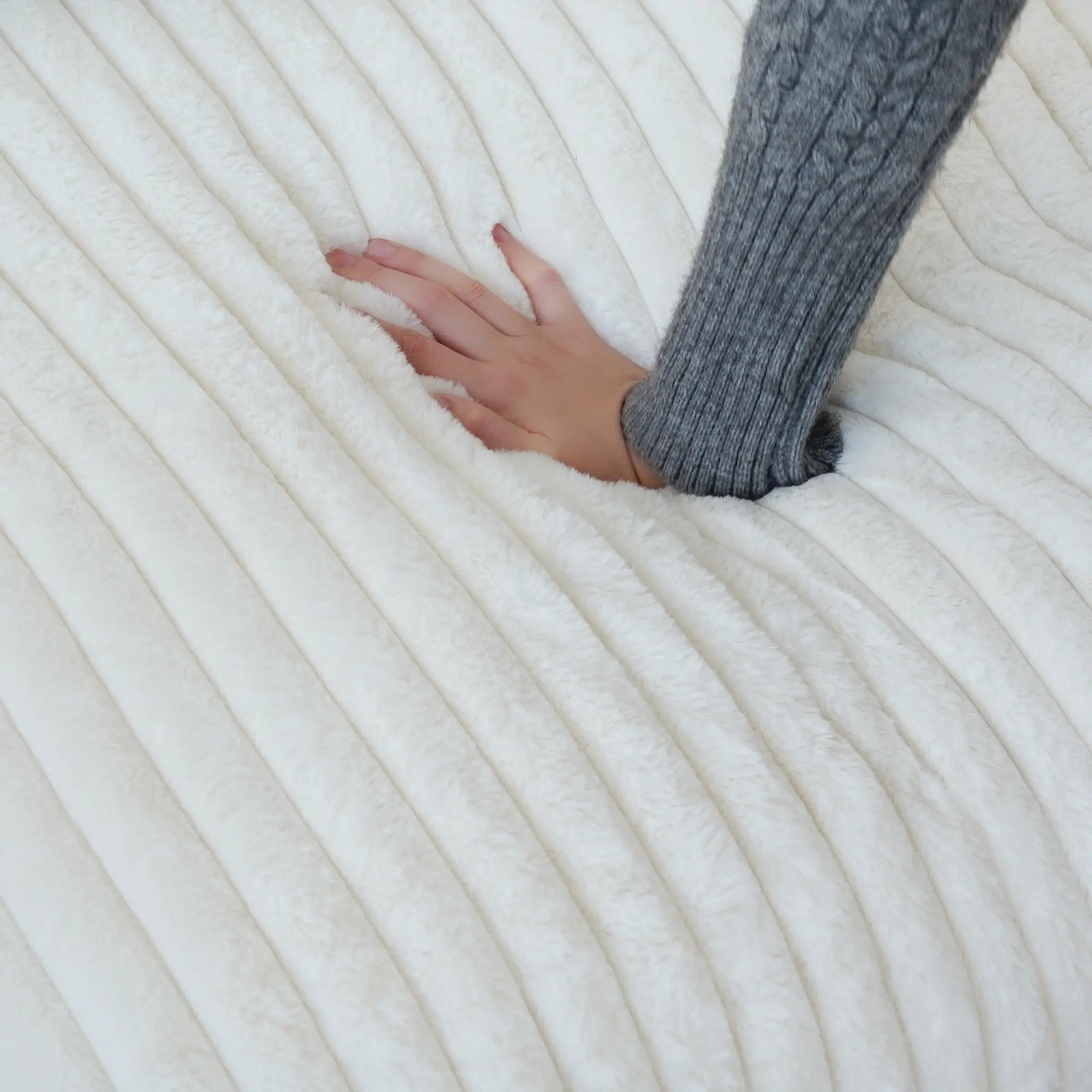 Sofá modular modular Deluxe Cloud de 3 plazas, color beige, lavable, en forma de U | 5 piezas (incluye 2 otomanas), tejido de felpa, diseño modular