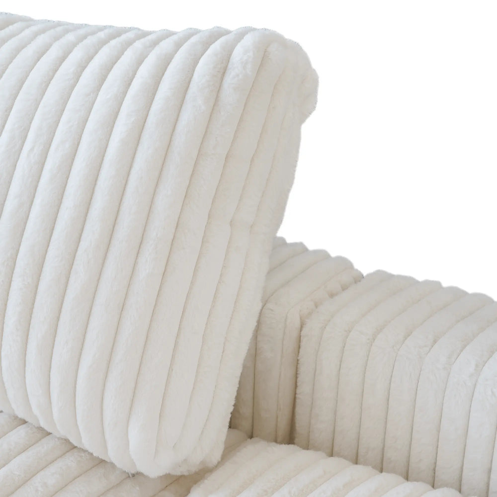 Deluxe Classic Cloud Sectional Sofas | Beige Plush Fabric U shaped Sectionals 5-seaters with 1 Ottoman