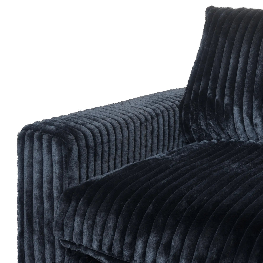 Deluxe Classic Cloud Sectional Sofas | Black Plush Fabric U shaped Sectionals 5-seaters with 1 Ottoman
