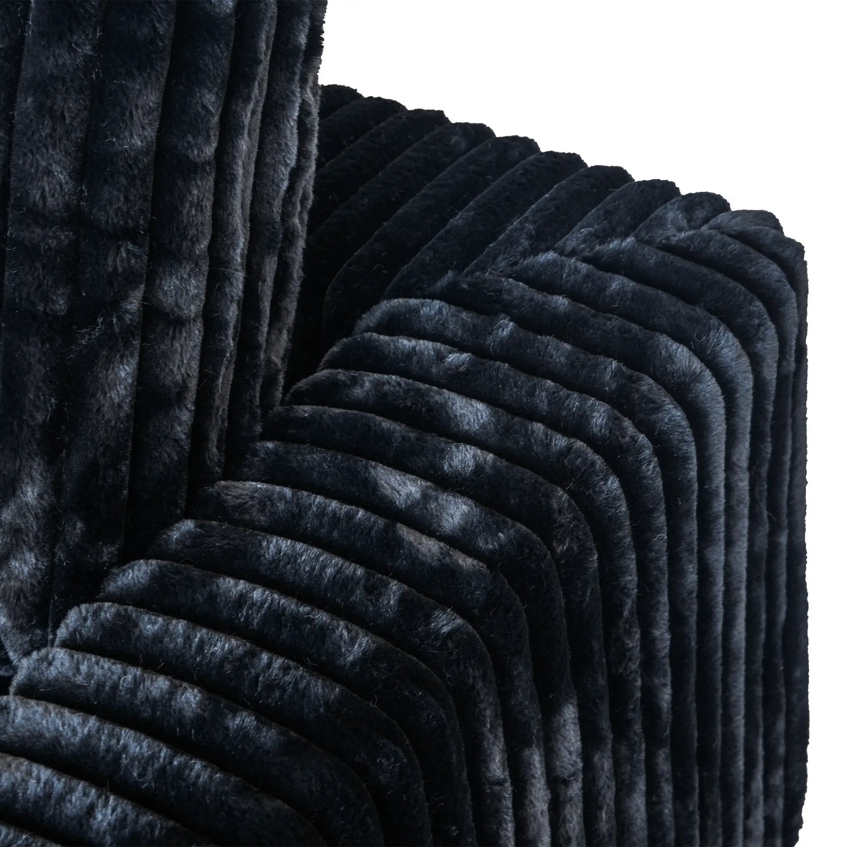 Deluxe Cloud 2-Seater Black Washable Chaise Sectional | 3-Piece (includes 1 Ottoman), Plush Fabric, Modular Design