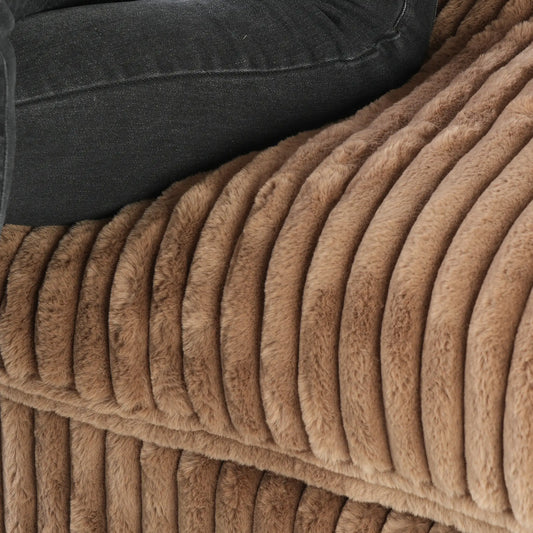 Deluxe Classic Cloud Sectional Sofas Covers | Cloud Plush Fabric 4-Seater With 2 Ottomans Brown Covers