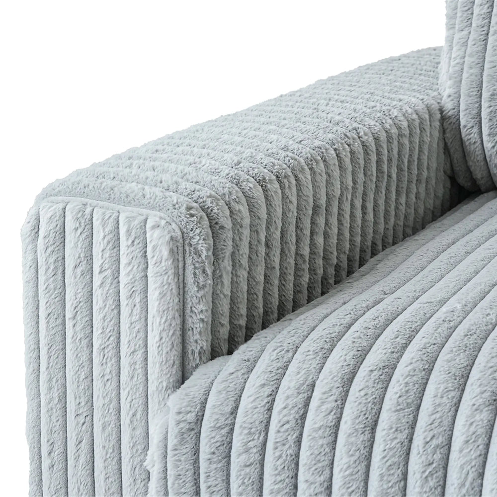 Deluxe Classic Cloud Sectional Sofas | Light Grey Plush Fabric U shaped Sectionals 4-seaters