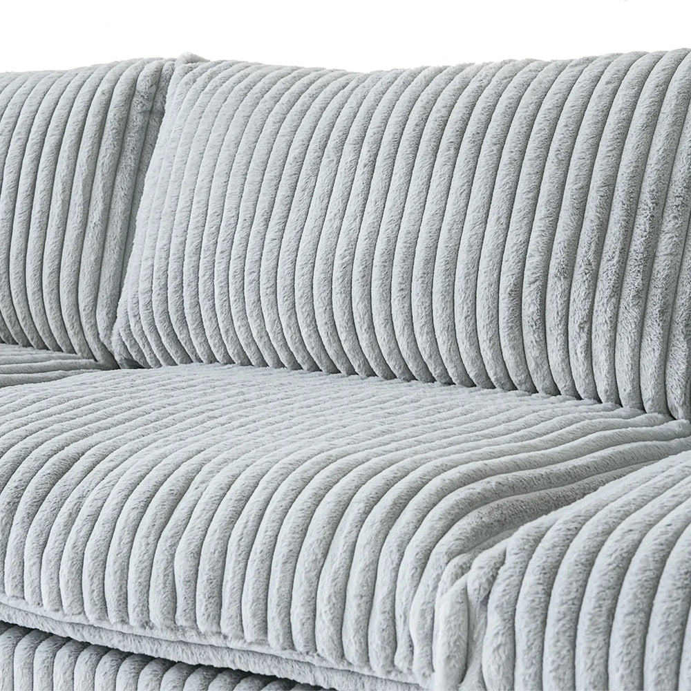 Deluxe Classic Cloud Sectional Sofas | Light Grey Plush Fabric U shaped Sectionals 4-seaters