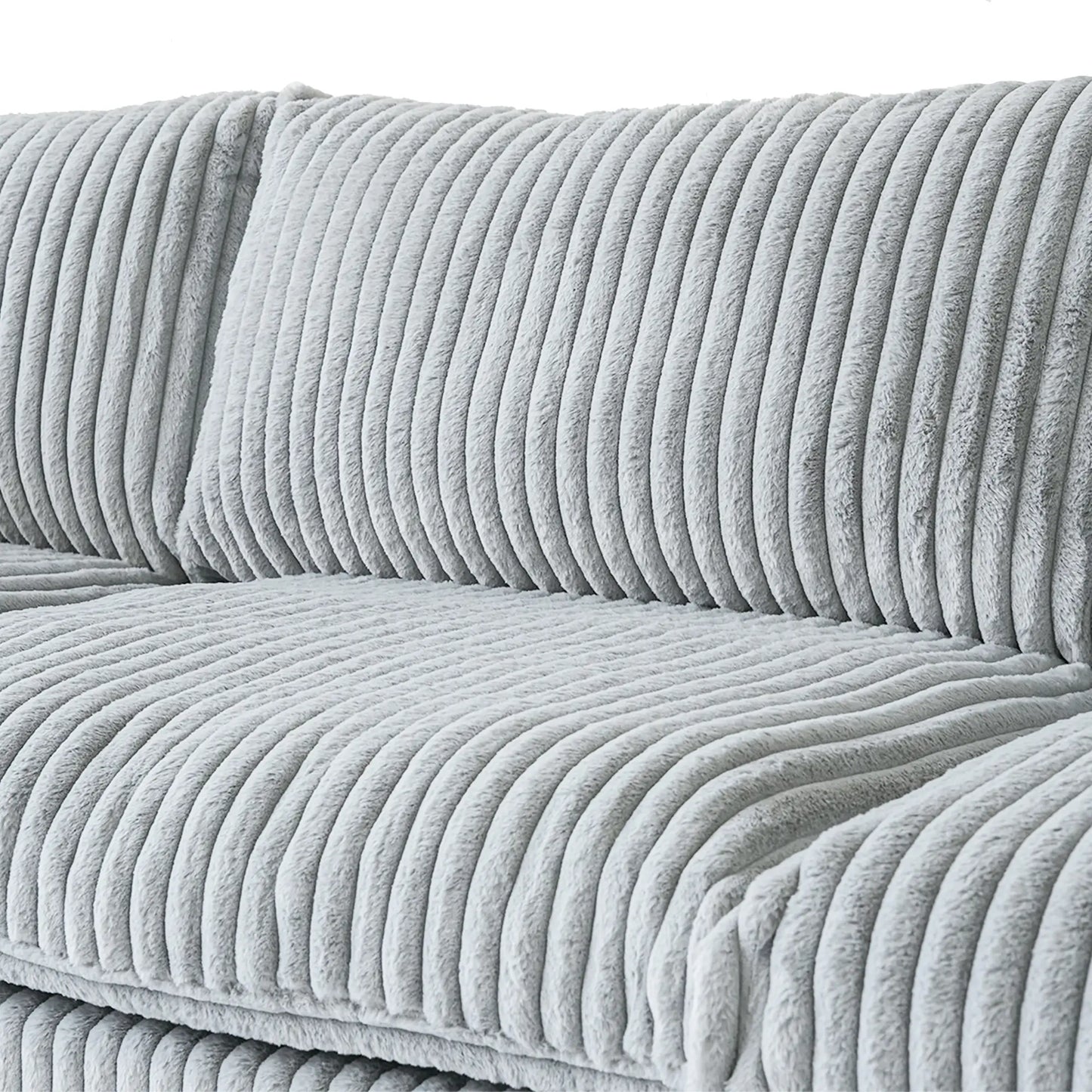 Deluxe Classic Cloud Sectional Sofas | Light Grey Plush Fabric U shaped Sectionals 4-seaters