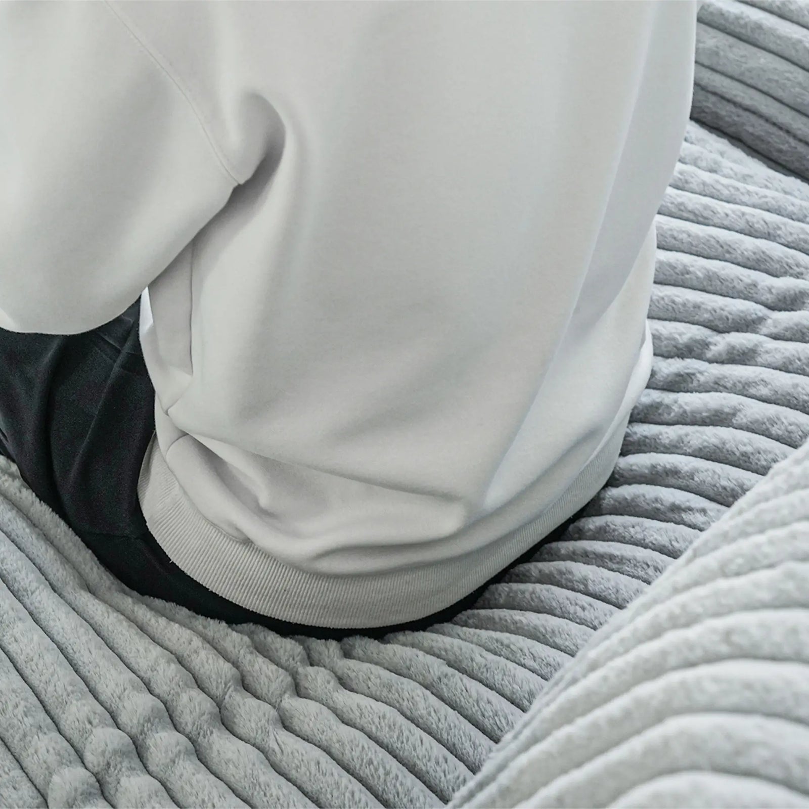 Sofá de dos plazas Deluxe Cloud, lavable, color gris claro | 2 piezas, tela de felpa, diseño modular