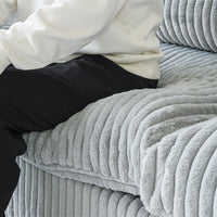 Deluxe Classic Cloud Sectional Sofas | Light Grey Plush Fabric U shaped Sectionals 4-seaters