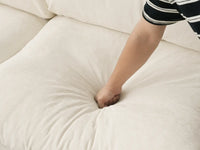 Sofá seccional de 3 plazas Deluxe Cloud beige para espacios pequeños | 3 piezas, tela de chenilla mezcla de lino, fácil de limpiar