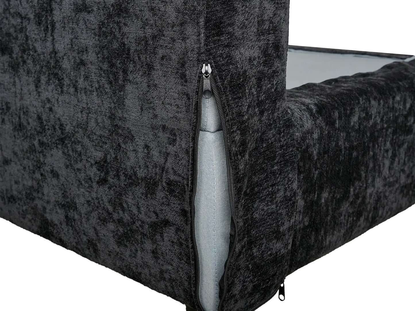 Sofá seccional de 4 plazas Deluxe Cloud negro | 4 piezas, tela de chenilla mezcla de lino, fundas de cojín lavables